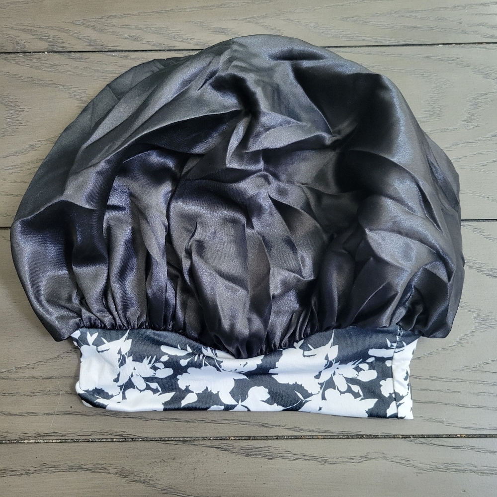 Black and White Satin Bonnet